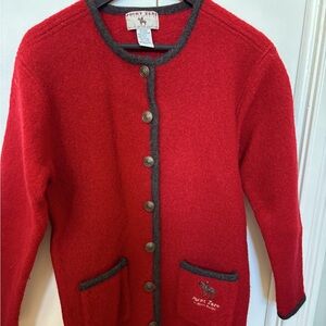 100% WOOL cardigan. Point Zero. Deep red. XL​